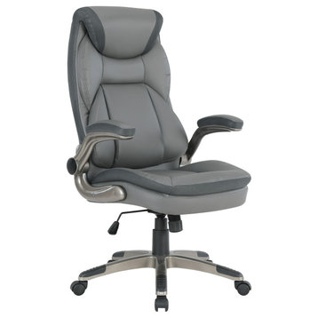Executive Charcoal Bonded Leather Office Chair With Titanium Coated Nylon Base