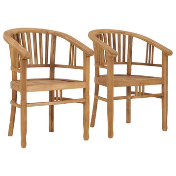 vidaXL 2x Solid Teak Wood Patio Chairs Outdoor Balcony Garden Lounge Seating