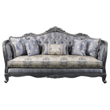 Ariadne Sofa With5 Pillows, Fabric and Platinum
