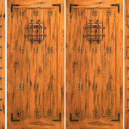 Entry Prehung Double Door with Two Sidelites, Alder with Speakeasy - Front Doors