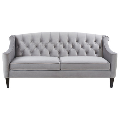 Ken Velvet Tufted Sofa, Opal Gray