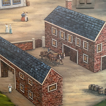 Colonial-Revolutionary Murals, hand painted throughout a dining room.