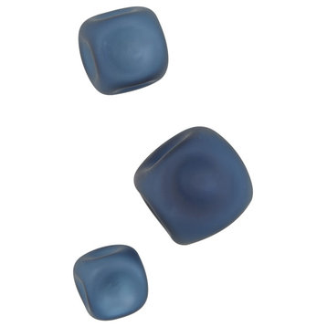 Set of 3 Wall Rocks, Frosted Blue