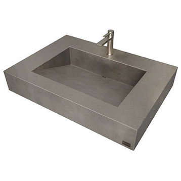 30" ADA Floating Concrete Ramp Sink, Charcoal