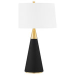 Mitzi - 1 Light Table Lamp, Black - Jen is a beautiful, natural way to bring the allover same materiality trend to a room. The linen adds texture and intrigue to the mid-century modern design, making this sculptural table lamp feel very of the moment. Bring drama with the contrasting black linen base and white linen shade or go for something softer with the base and shade both in cream linen. Part of our Home Ec. x Mitzi Tastemakers collection.