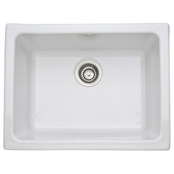 Rohl Allia 6347-00 Single Basin Undermount Fireclay Kitchen Sink, White, 24"