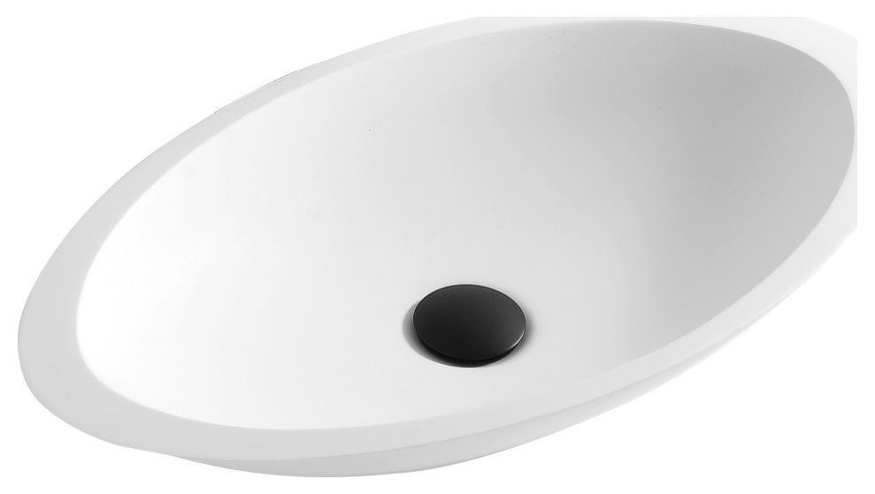 Karran Quattro QM160 Matte White Acrylic 23" Oval Bathroom Vessel Sink
