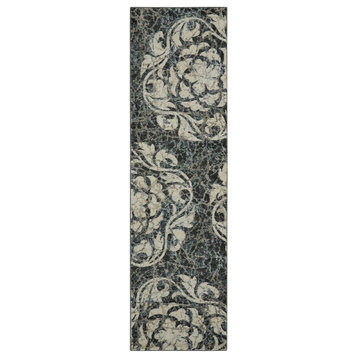 Nourison Maxell 2'2" x 7'6" Ivory/Charcoal Modern Indoor Area Rug