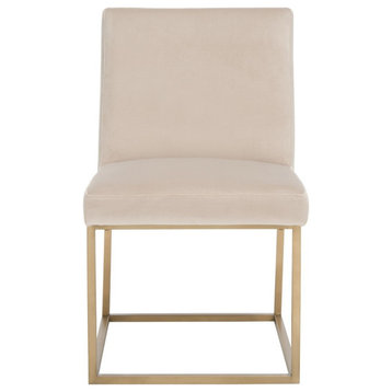 Safavieh Jenette Velvet Dining Chair Taupe/Gold