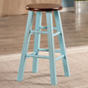 Ivy 24" Counter Stool, Rustic Light Blue With Walnut Seat