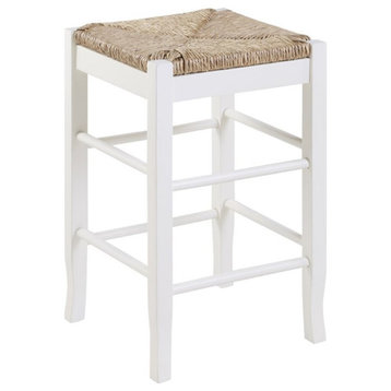 Home Square Square Rush 24" Stationary Counter Stool in Cream - Set of 3