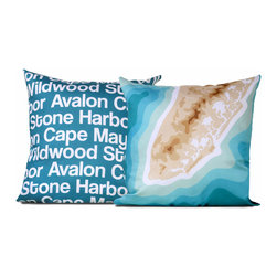 Cape May, Avalon, Stone Harbor,Wildwood Map Pillow - Decorative Pillows