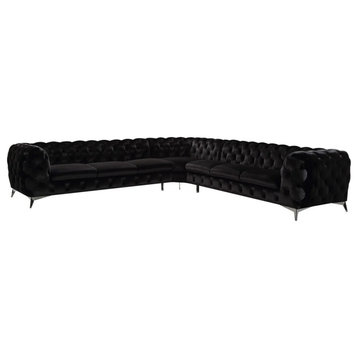 Slader Modern Black Fabric Sectional Sofa