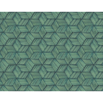 Kenneth James by Brewster PS41404 Palm Springs Intertwined Dark Green Geometric