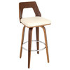 Trilogy Barstool in Walnut and Cream Faux Leather, Set of 2