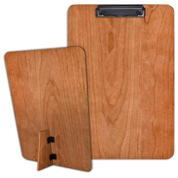 9.5"x13.5" Standing Hinged Hardwood Clipboard, Warm Cherry, Low Profile Clip