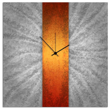 Orange Stripe Clock, Contemporary Metal Wall Decor