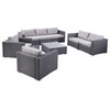 GDF Studio Samuel Outdoor 7 Seater Wicker Sofa Chat Set With Cushions, Gray/Silver Cushions
