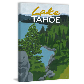 "Charming Lake Tahoe" Painting Print on Wrapped Canvas, 12x18
