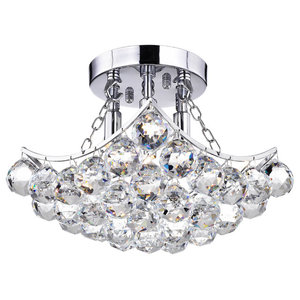 Semi-Flush Mount French Empire Crystal Chandelier With 40 mm Crystal Balls 