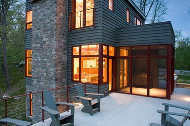Inspiration for a contemporary two-story exterior home remodel