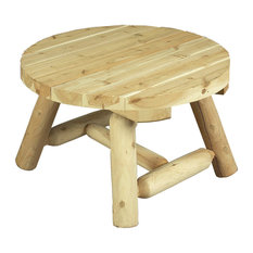 White Cedar Wooden Round Coffee Table, Small