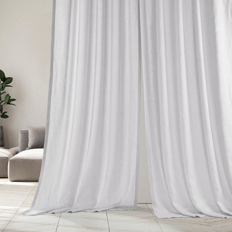 Purity White Linen Sheer Curtain Single Panel, 50"x96"