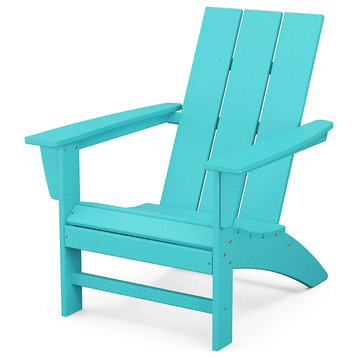 Modern Adirondack Chair, Weatherproof Design With Slatted Contoured Seat, Aruba