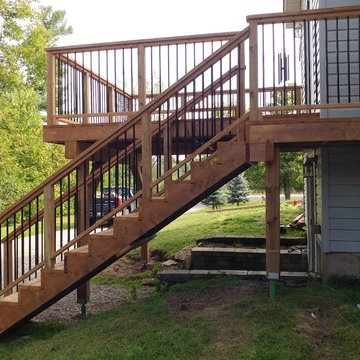 Second floor pressure treated deck with aluminum balusters