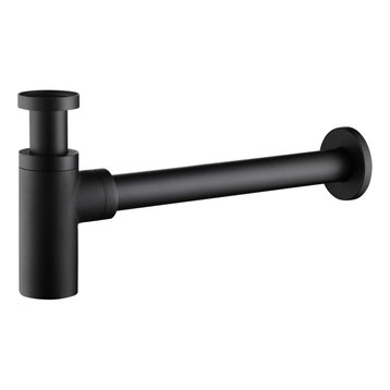 Kibi Bathroom Sink Decorative Round Bottle Trap, Matte Black