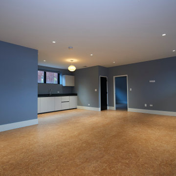 Expansive Lower-Level Living Space with Integrated Kitchenette