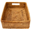 Artifacts Rattan Rectangular Storage Basket With Rounded Corners, Honey Brown