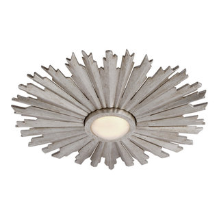 Claymore 14 Flush Mount in Burnished Silver Leaf with White Glass