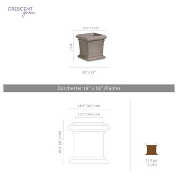 Dorchester Classic Square Planter for All Weather, Weathered Terracotta, 18"