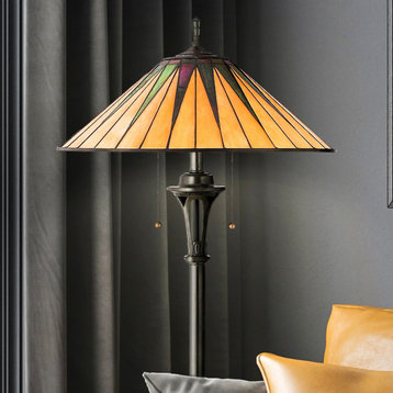 Luxury Craftsman Tiffany Floor Lamp, Vintage Bronze, UQL7121