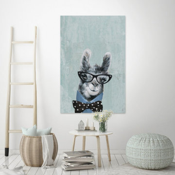 "Llama with a Bow II" Painting Print on Wrapped Canvas