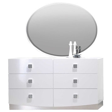France White Modern Dresser and Mirror, 2-Piece Set
