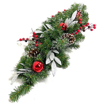 32" Frosted Pine Cone & Berries Artificial Christmas Candle Holder Centerpiece