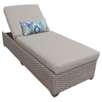 Florence Chaise Outdoor Wicker Patio Furniture in Beige