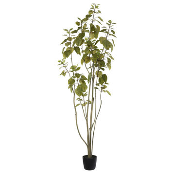 Vickerman Artificial Green Potted Cotinus Coggygria Tree., 6'