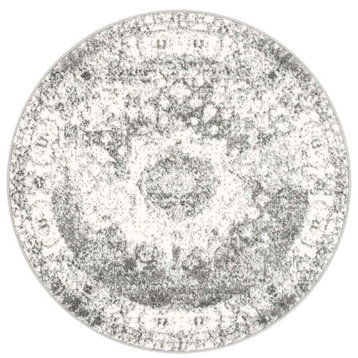 Transitional Bianco Round 3'3" Round Silver Area Rug
