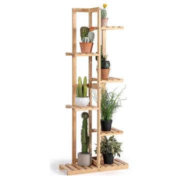 Costway 6 Tier 7 Potted Plant Stand Rack Bamboo Display Shelf for Patio Yard