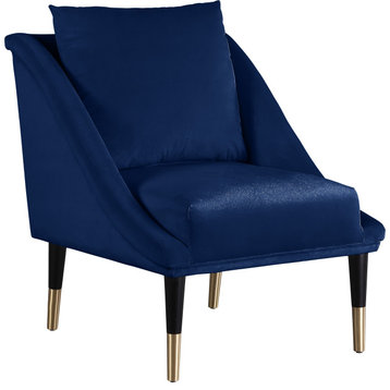 Elegante Velvet Upholstered Accent Chair, Navy