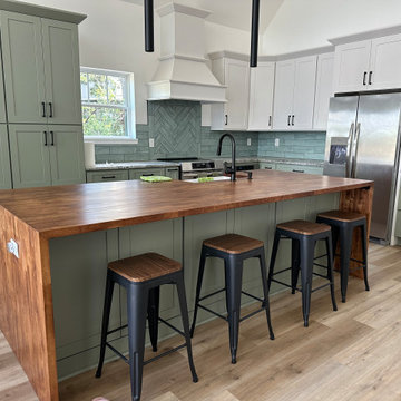 Craftsman Retreat Green & Oyster Kitchen | Timberland Cabinetry Company