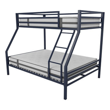 Novogratz Maxwell Twin-Over-Full Metal Bunk Bed With Ladder, Guardrails, Navy