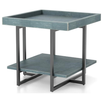 Bowery Hill Transitional Wood 1-Shelf End Table in Antique Blue Finish