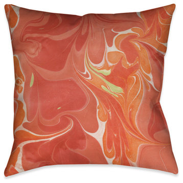 Persimmon II Marble Outdoor Decorative Pillow, 18"x18"