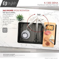 STYLISH Kitchen Sink Faucet Single Handle Pull Down Dual Mode Stainless Steel