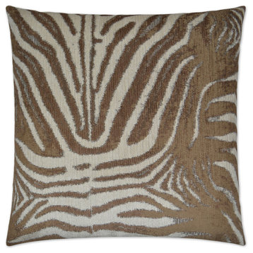 Zebrana Tan Feather Down Decorative Throw Pillow, 24x24