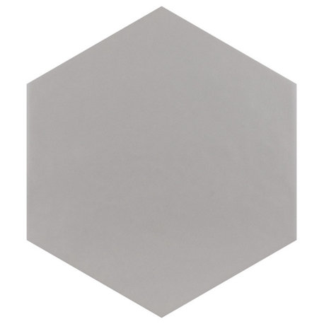 Hextile Ceramic Floor and Wall Tile, Matte Gris, 25